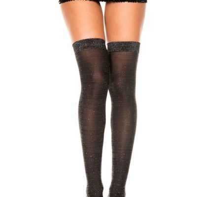 NEW sexy MUSIC LEGS opaque SHIMMERY lurex METALLIC glitter THIGH highs STOCKINGS